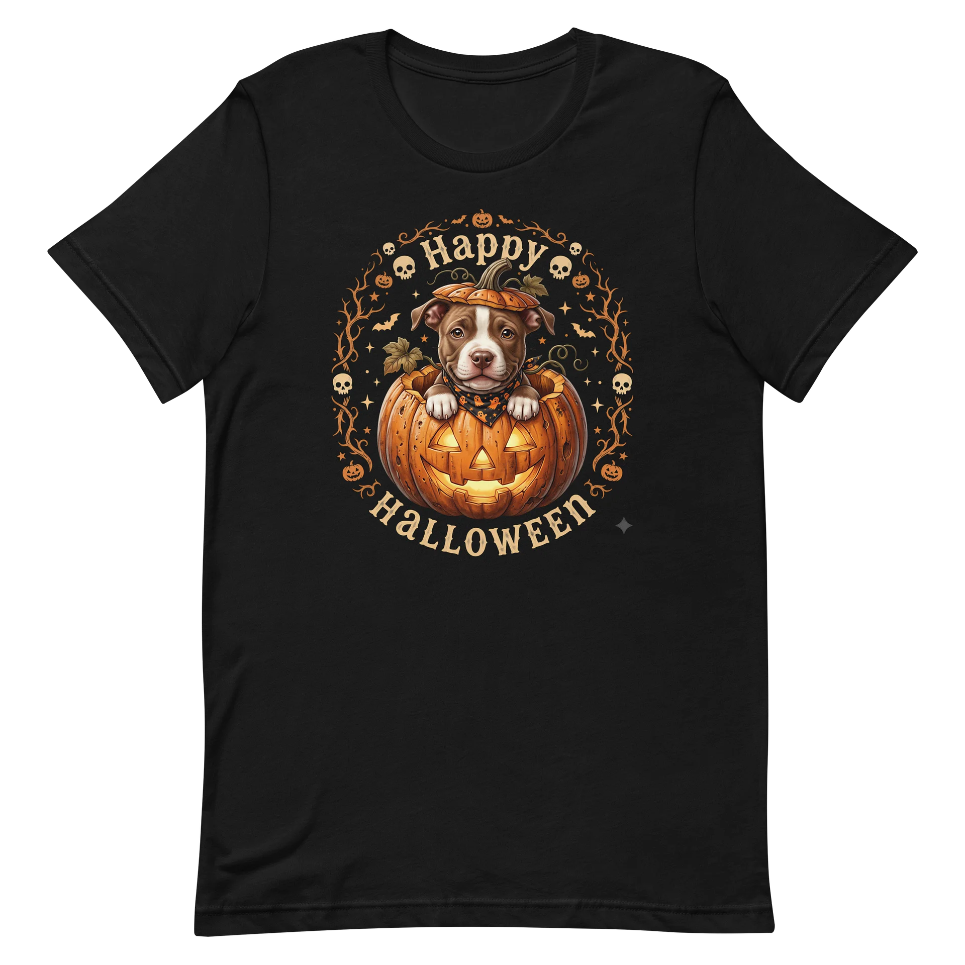 Women's Happy Halloween Pitbull Puppy Pumpkin Tshirt product image (2)