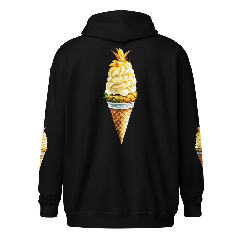Life's Too Short Pineapple Ice-cream Cone Zip Front Hoodie product image (1)