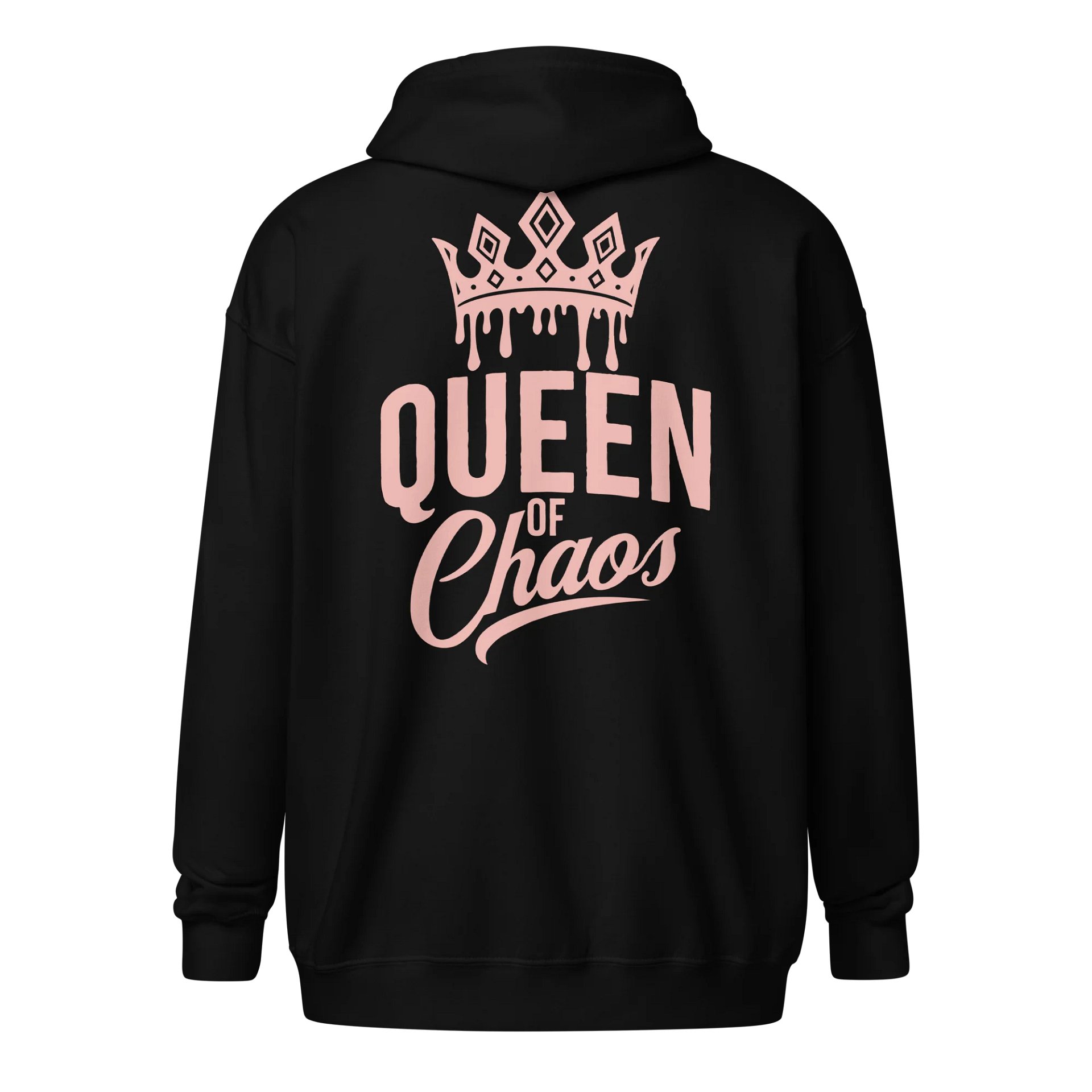 Queen of Chaos Zippered Hoodie (Pink Text) product image (2)