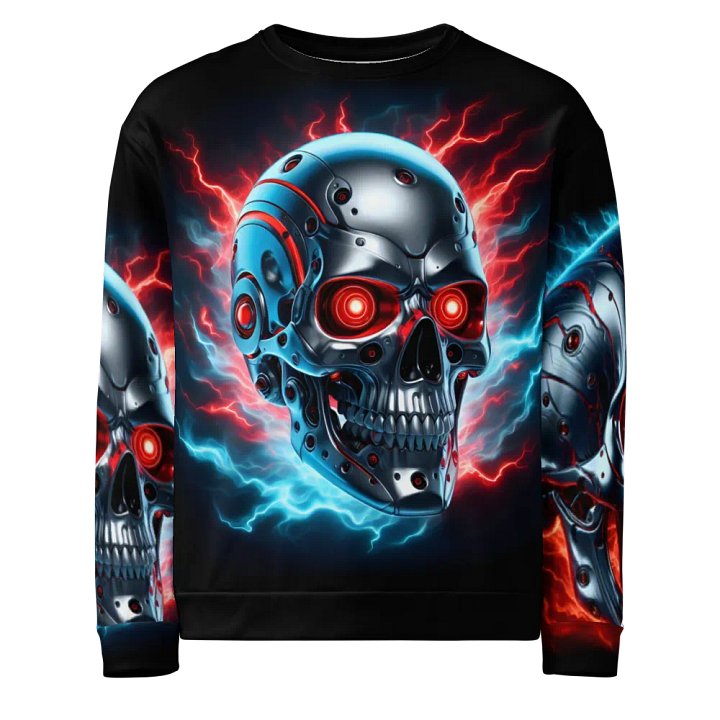 Electric Cyborg Skull All-Over Print - Unisex Sweatshirt #15 product image (1)