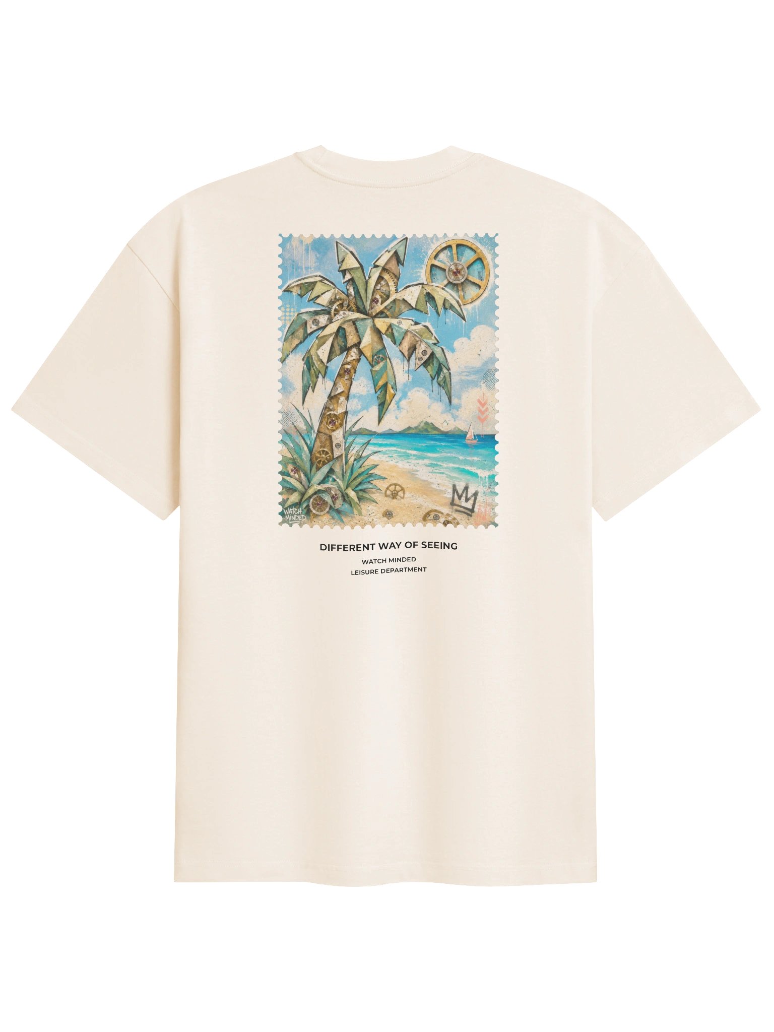 Relaxed Fit Heavy Cotton "Clockwork Beach" T-Shirt, Vintage White product image (4)