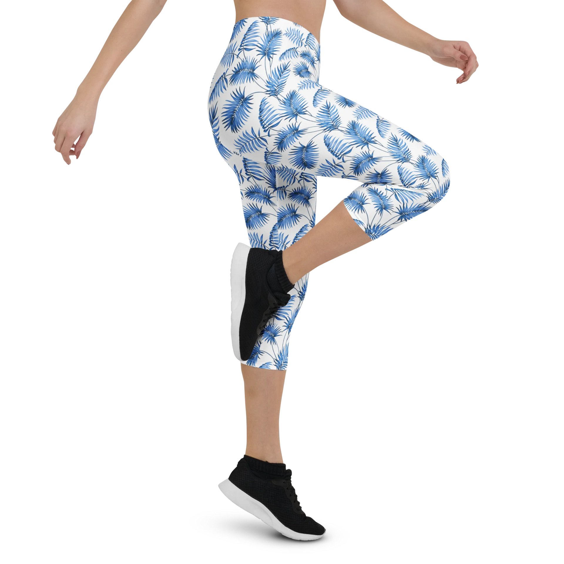 Stylish Fern Fusion Custom Capri Leggings for Everyday Wear product image (4)