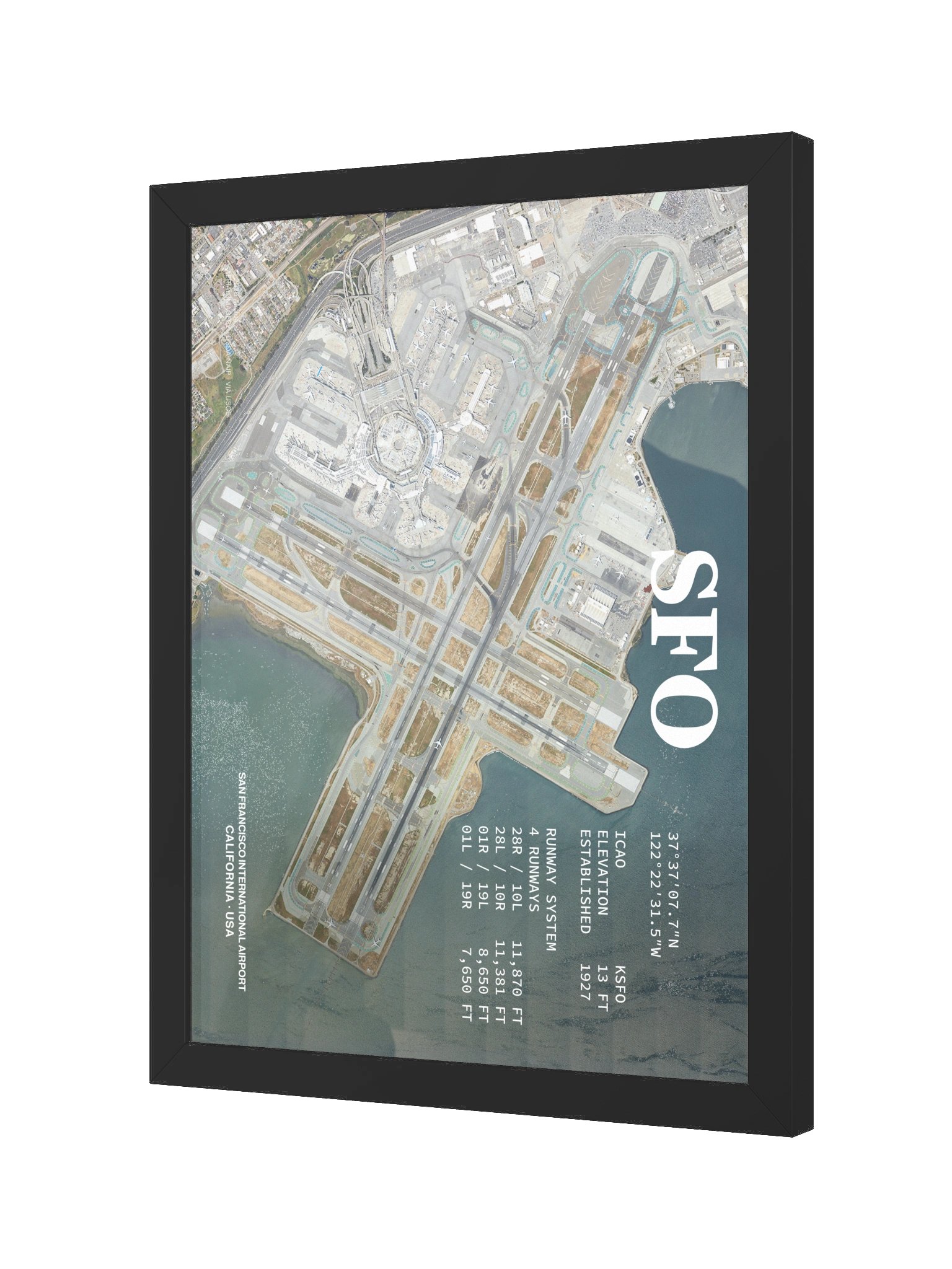 SFO - San Francisco International Airport Framed Aerial Print product image (22)