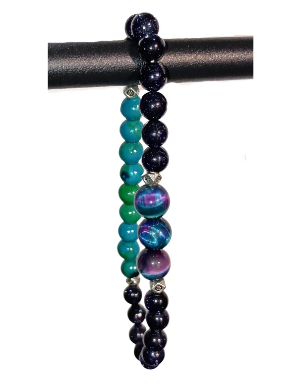 Chrysocolla Beaded Bracelet for Manifesting | Handmade, Celestial, Intentional | "Cosmic Spark" product image (5)