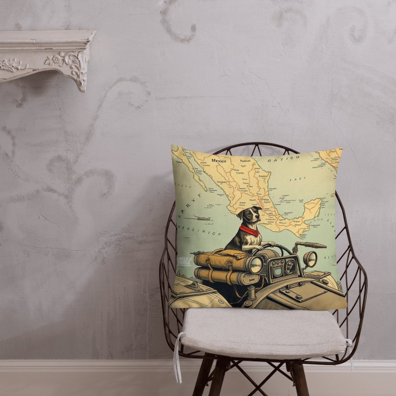 Rebel Co-Pilot Mexico Map Throw Pillow | Retro Dog Travel Decor | Square & Lumbar Cushion product image (4)