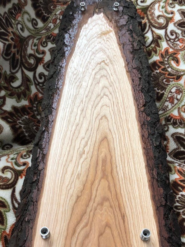 24" x 7"-9" Cherry live edge Charcuterie board with no handle and silver colored feet product image (3)