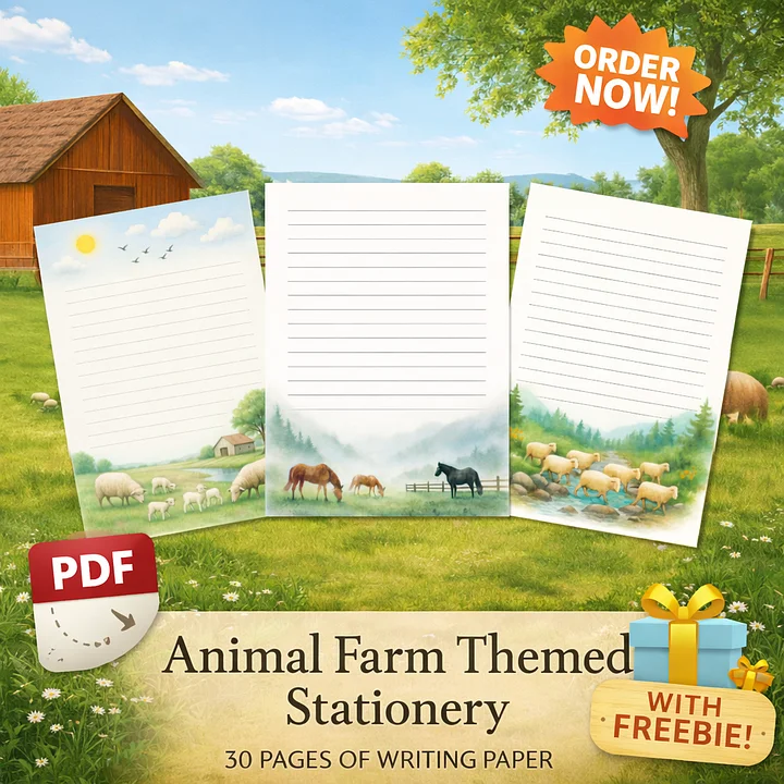 Farm Animals Printable Stationery | 30 Pages Instant Download + Freebies | Kids & Adults Writing Paper Set product image (1)