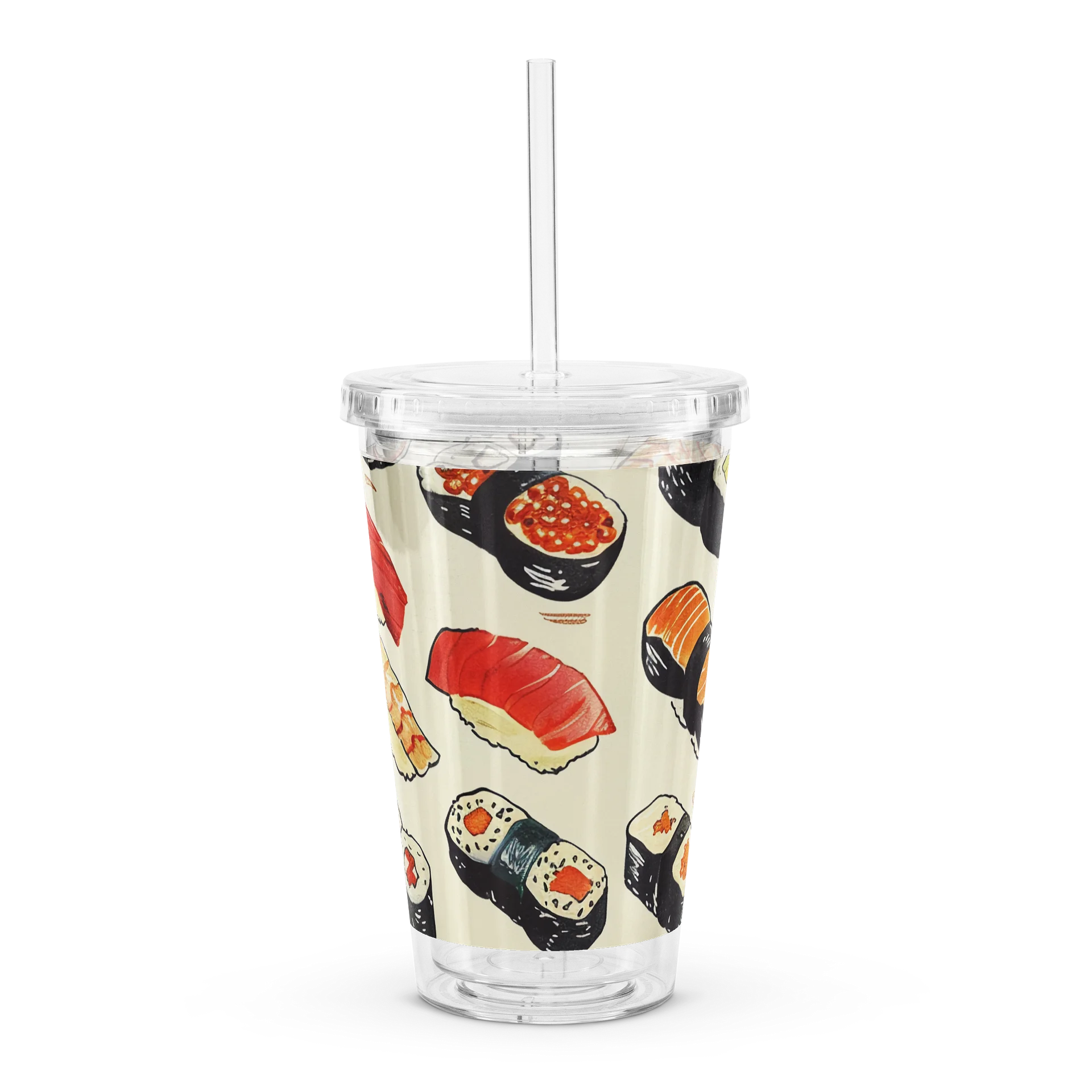 Japanese Sushi Acrylic Tumbler with Straw | Cute Watercolor Food Print Cup product image (7)