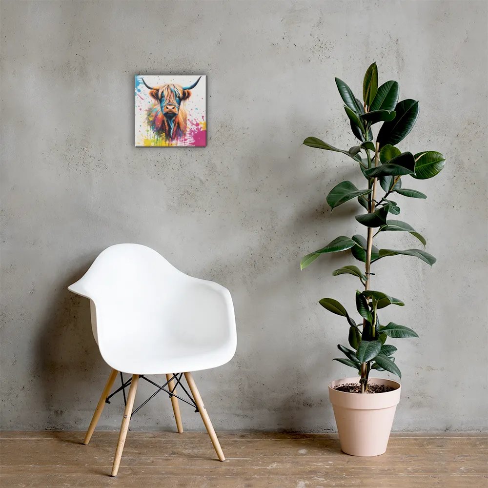 Multi Coloured Paint Splash Highland Cow Wall Art product image (7)