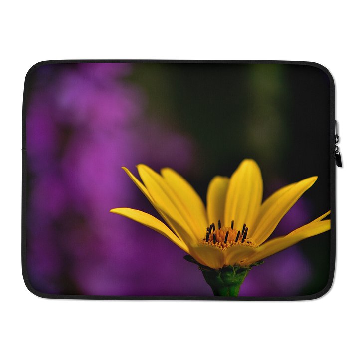 Laptop sleeve - Bright yellow blossom against a purple background product image (2)