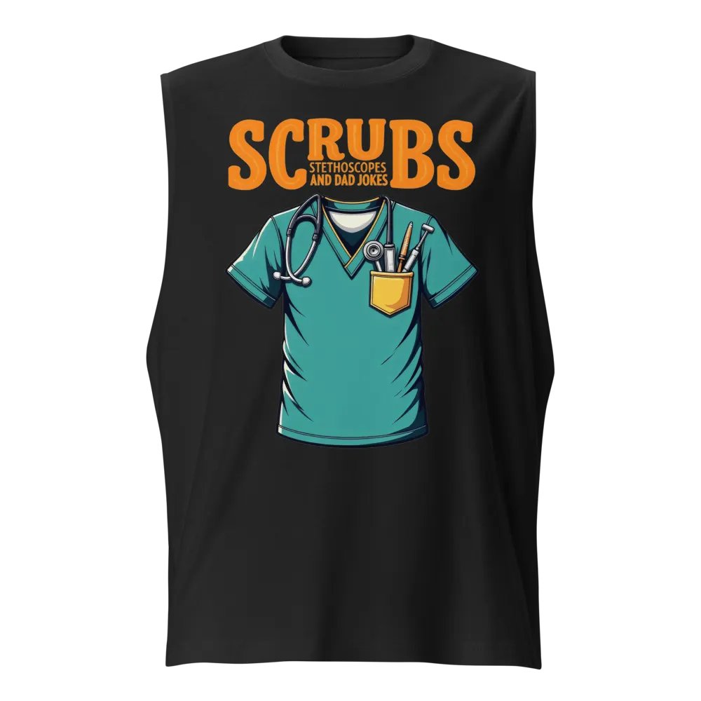 dad jokes, Stylish Scrubs and Stethoscopes Muscle Tank product image (1)