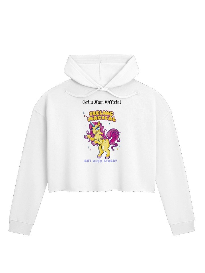 FEELING MAGICAL (BUT ALSO STABBY) – UNICORN CHAOS - LIGHTWEIGHT CROPPED HOODIE #2 Black Text product image (1)