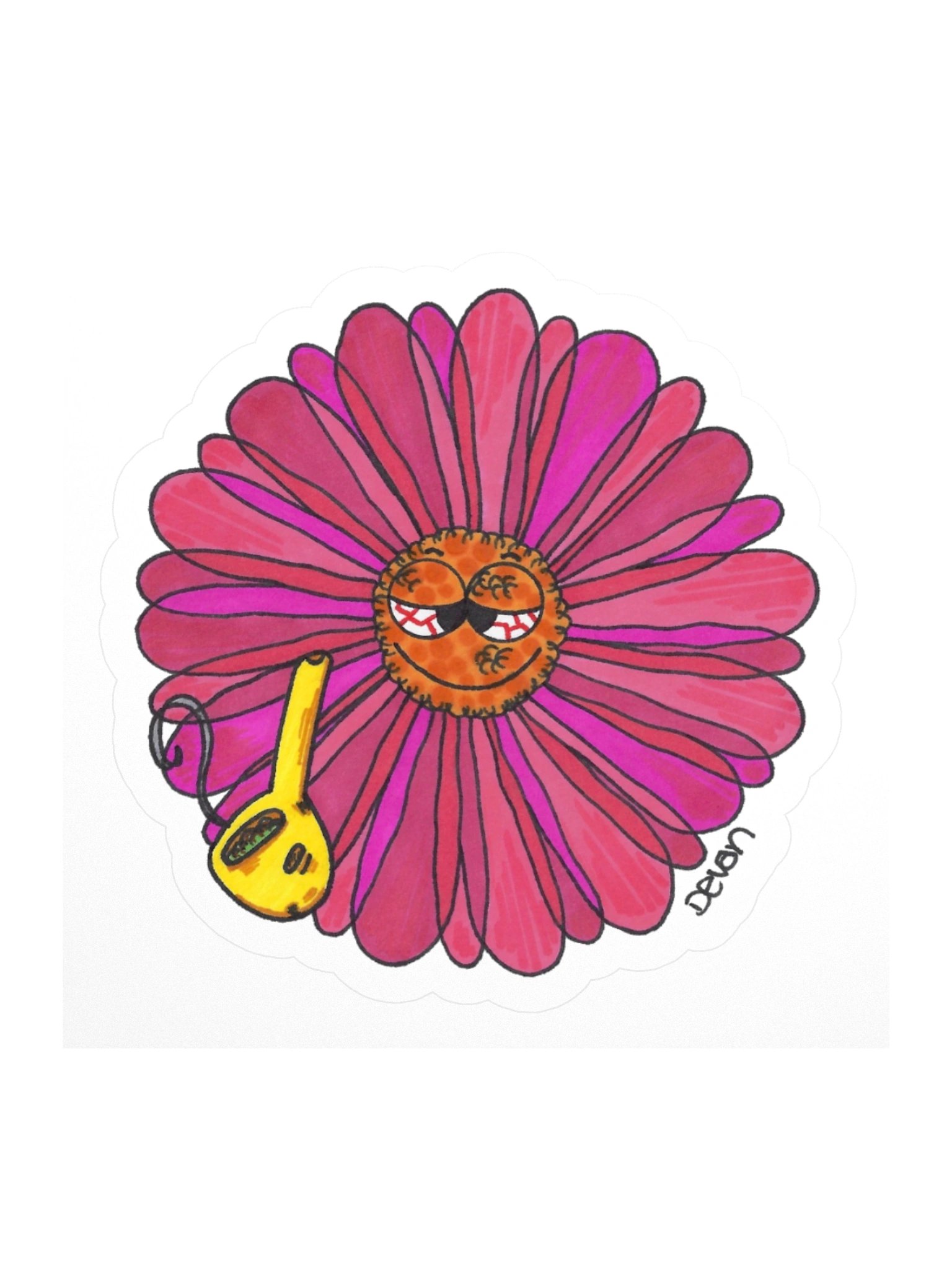 Pink Stoner Flower Sticker product image (1)
