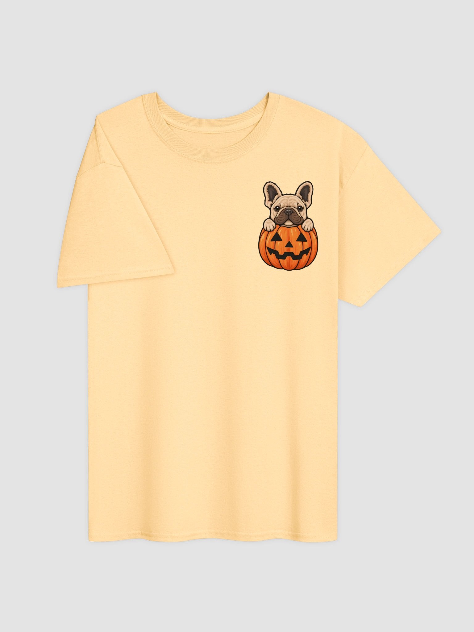 Cute French Bulldog Pumpkin Pocket Shirt - Funny Frenchie Halloween Dog T-Shirt product image (2)
