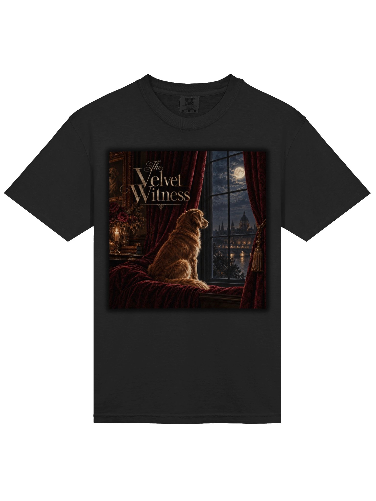 Vintage Dog Graphic T-Shirt – Moonlit Golden Retriever Art | The Velvet Witness product image (10)