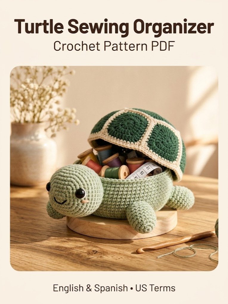 🐢 Crochet Turtle Sewing Organizer Pattern PDF product image (1)