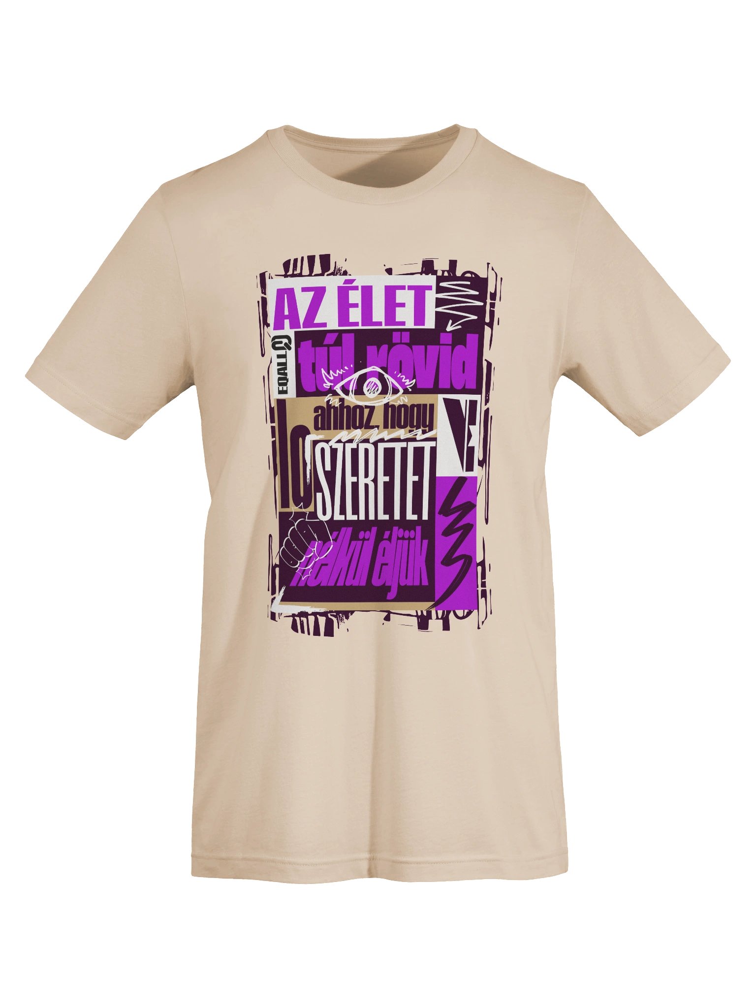 Szeretet? Az élet túl rövid... Bella + Canvas Unisex R3CVR.i Póló_EQALL® Originals_Lila product image (7)