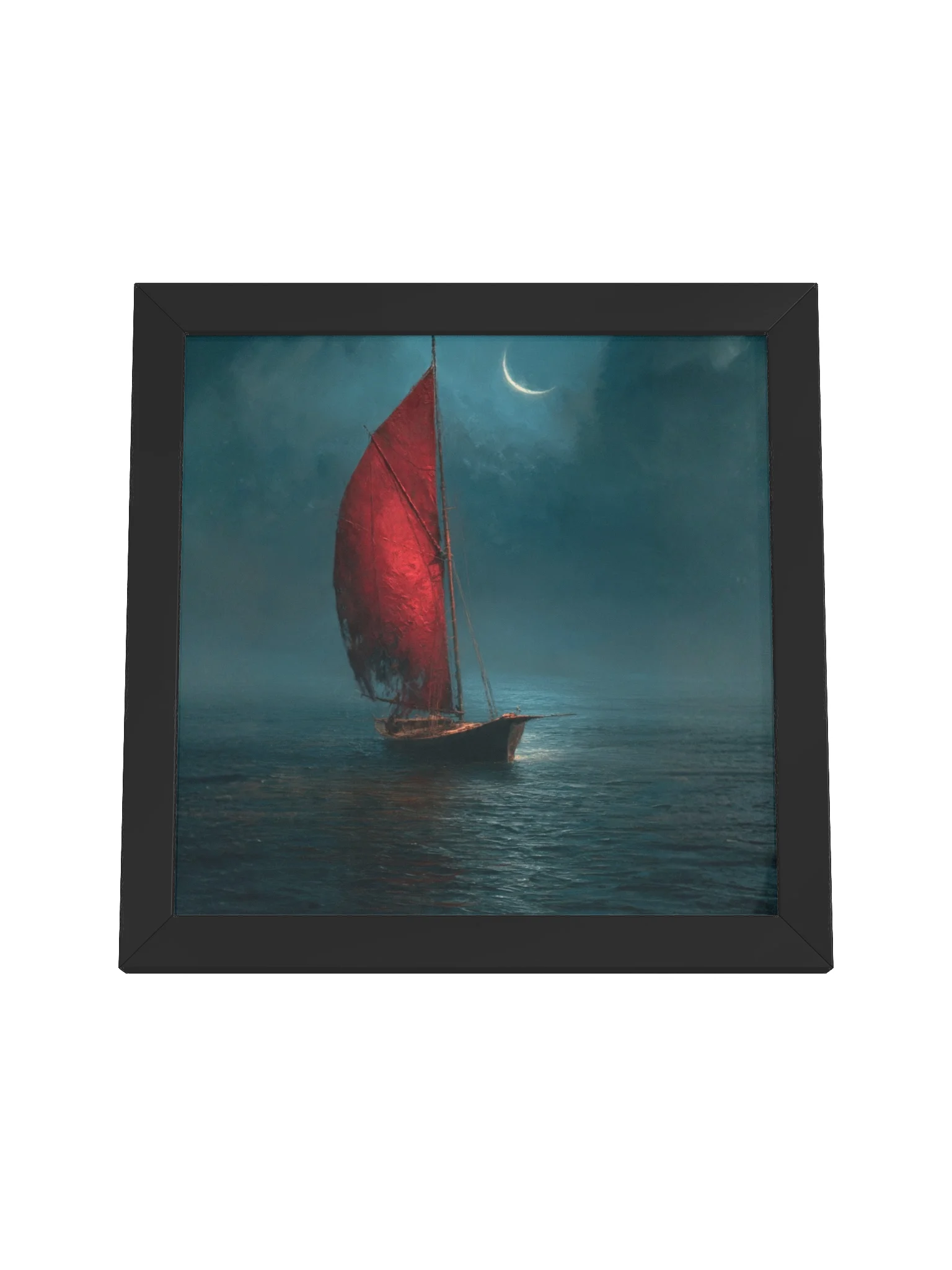 Moonlit Red Sailboat Poster product image (48)