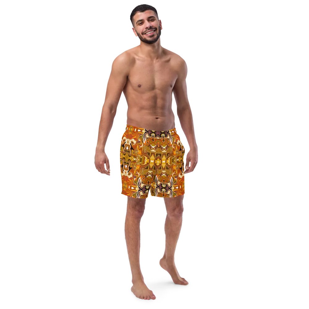 Symmetrical Splendor Brown African Inspired Design Swim Trunks product image (5)