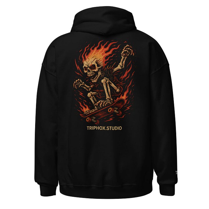 Flaming Skeleton Skateboarder Hoodie product image (1)