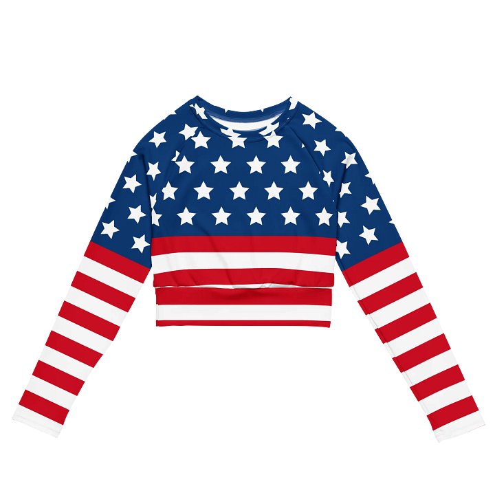 Patriotic Star Spangled Long Sleeve Crop Top product image (2)