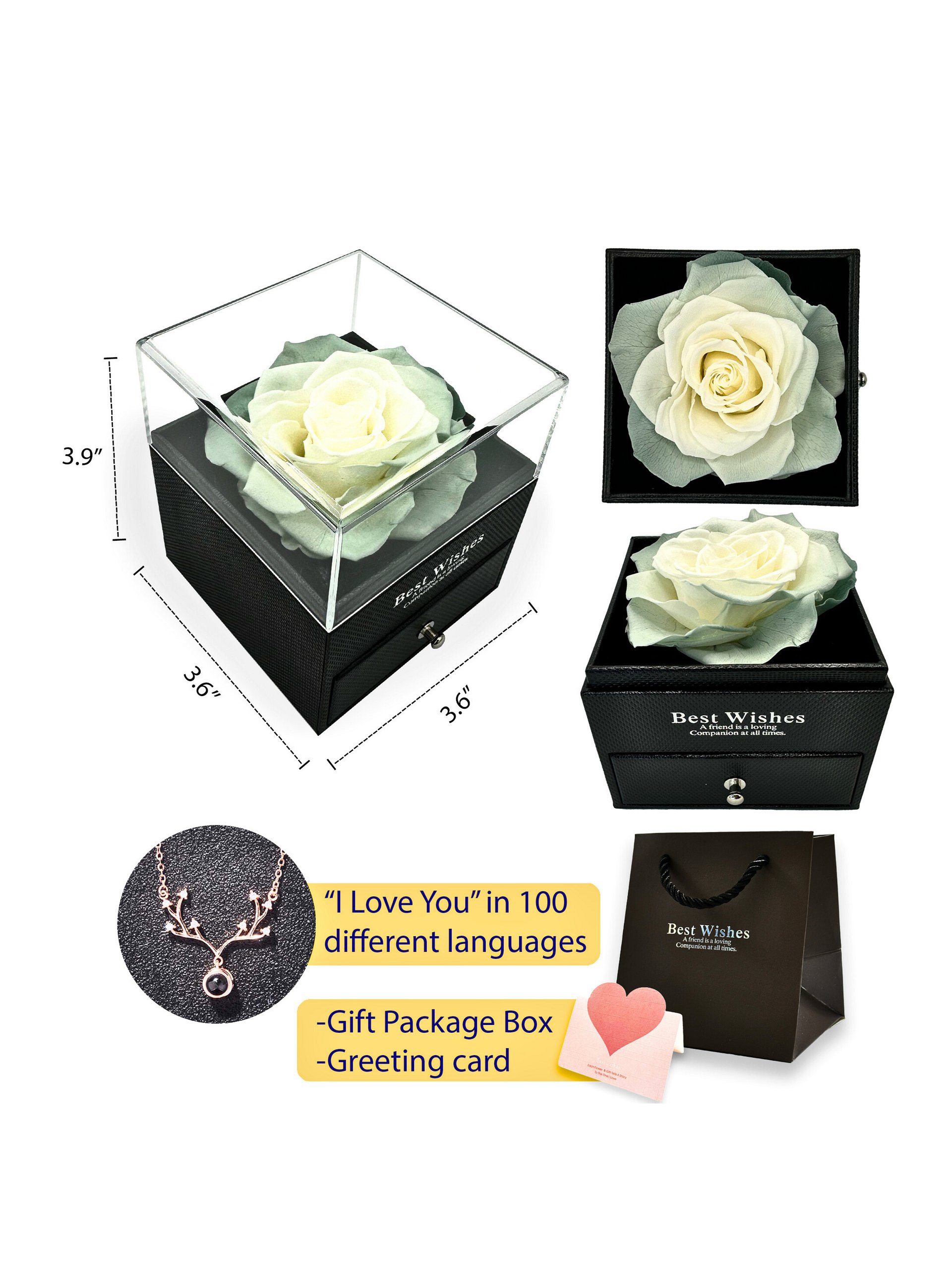 Eternal Rose Gift Box with "I Love You" Necklace (White) product image (4)