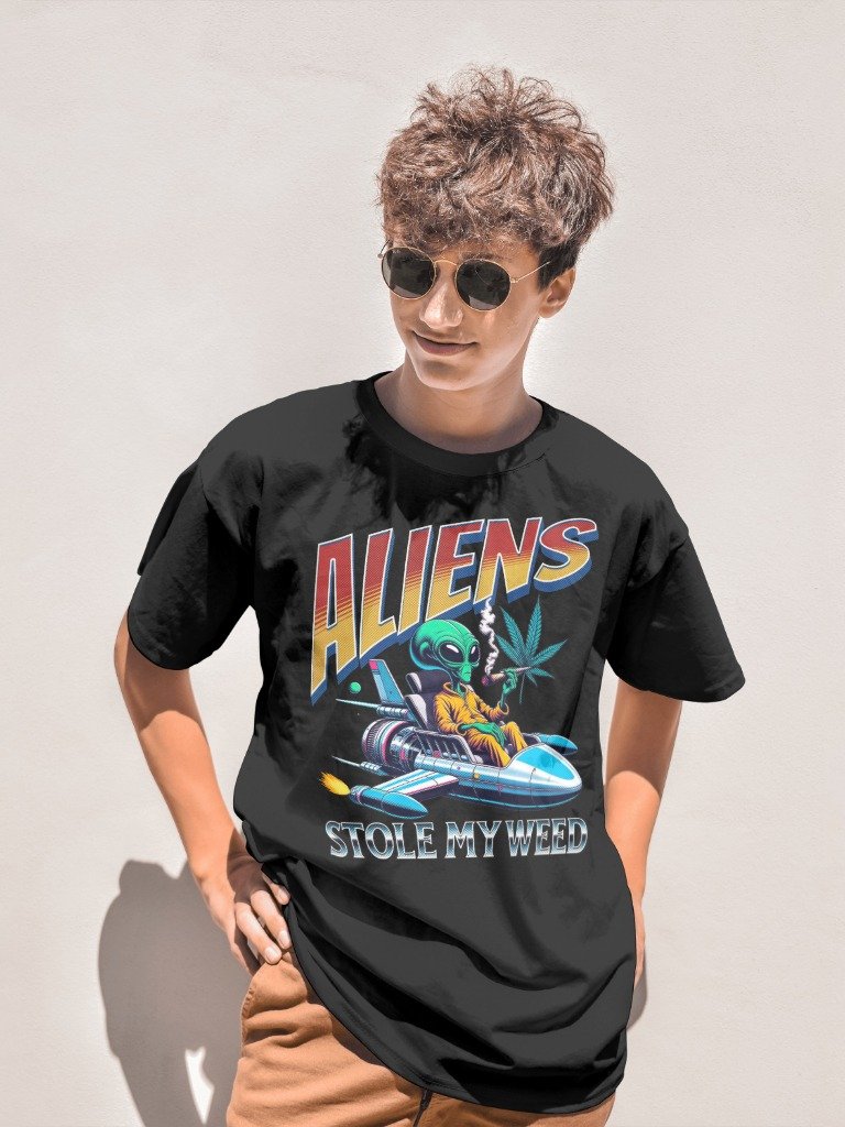 Cannabis - Aliens Stole My Weed - Design | Men's Heavyweight T-shirt product image (2)