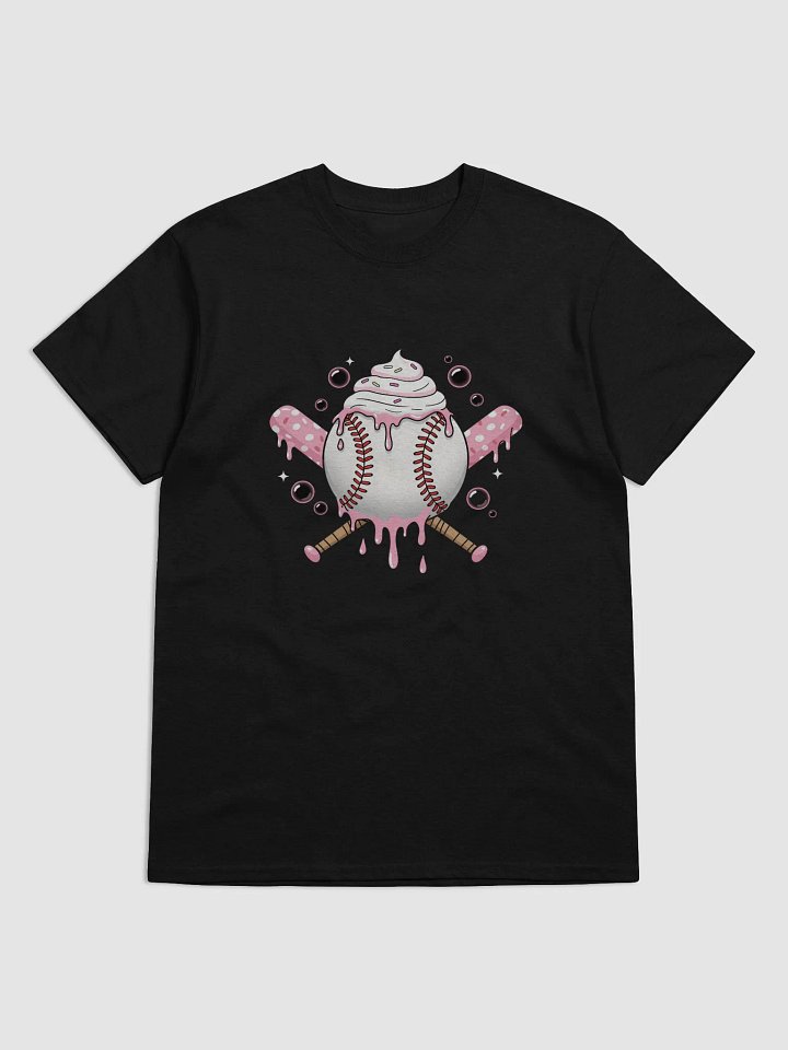 Sweet Softball Vibes T-Shirt – Cute Dripping Ice Cream Baseball & Pink Polka Dot Bats product image (5)