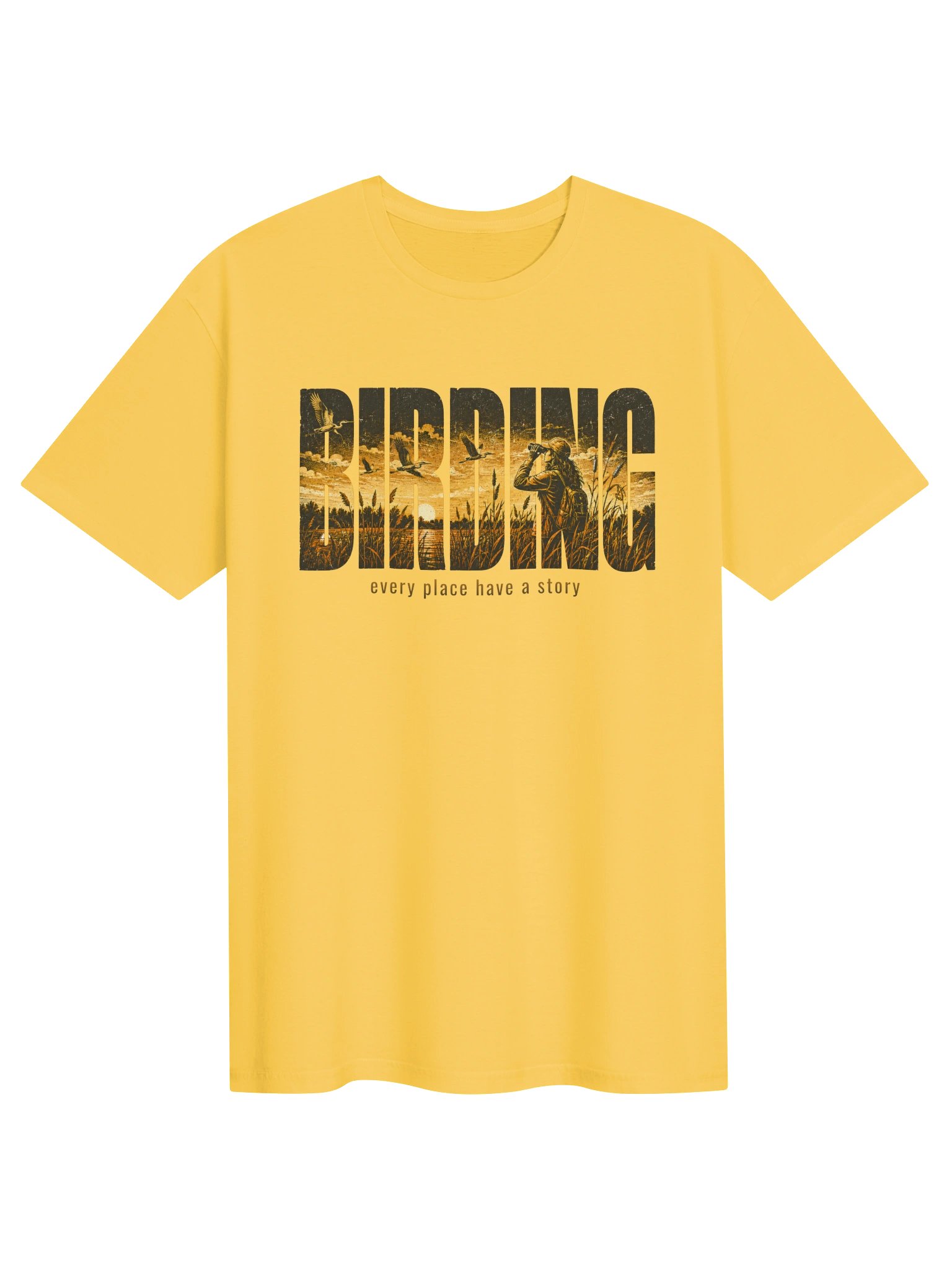 Birding Sunset T-Shirt – Scenic Nature Graphic Tee & Binoculars Shirt product image (1)