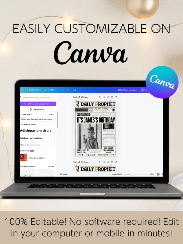 Magical Birthday Party Announcement Newspaper 100% Customizable Template Bundle product image (5)