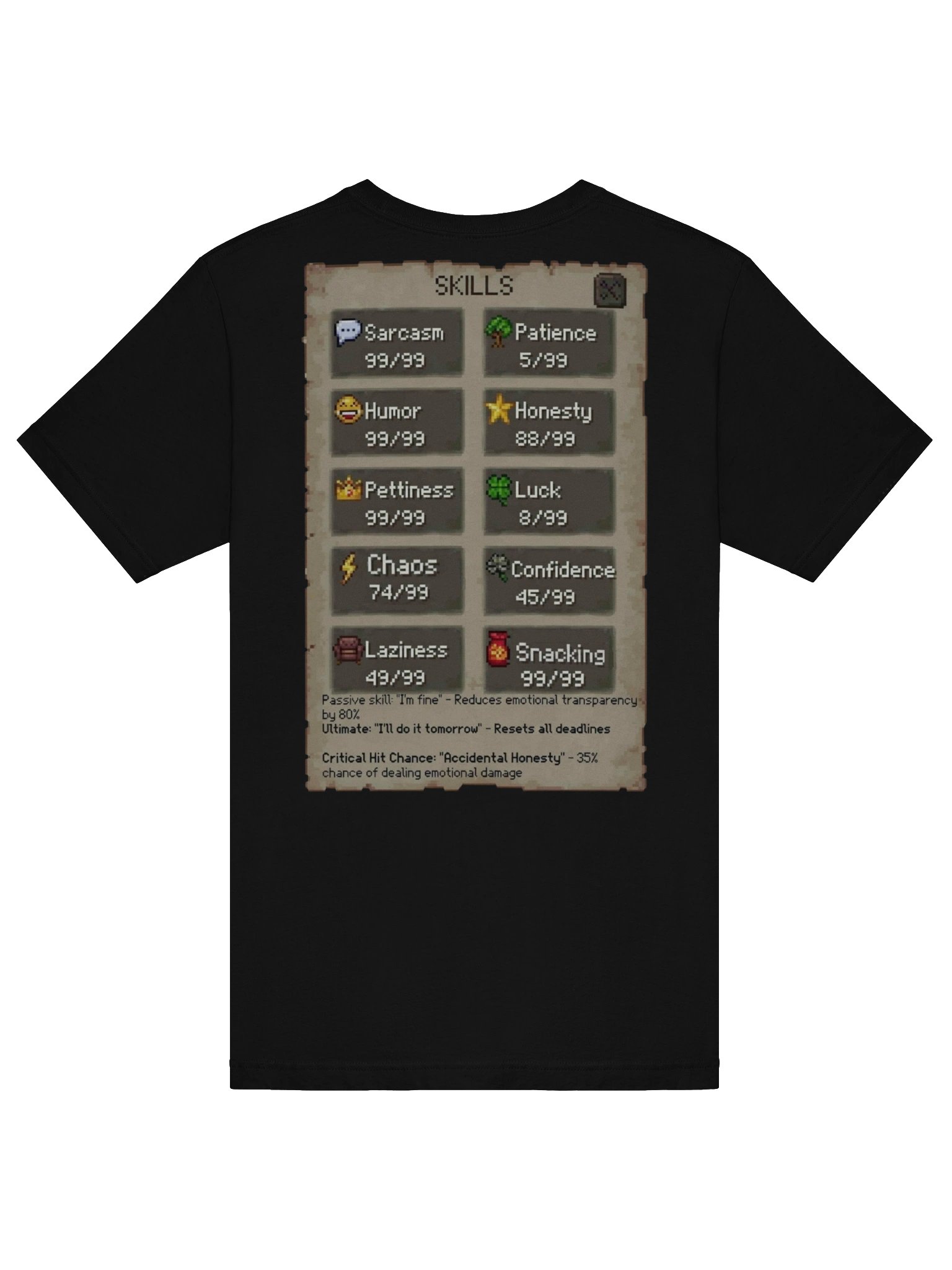Max Skills(Skill tree on back) short sleeve T-Shirt product image (6)