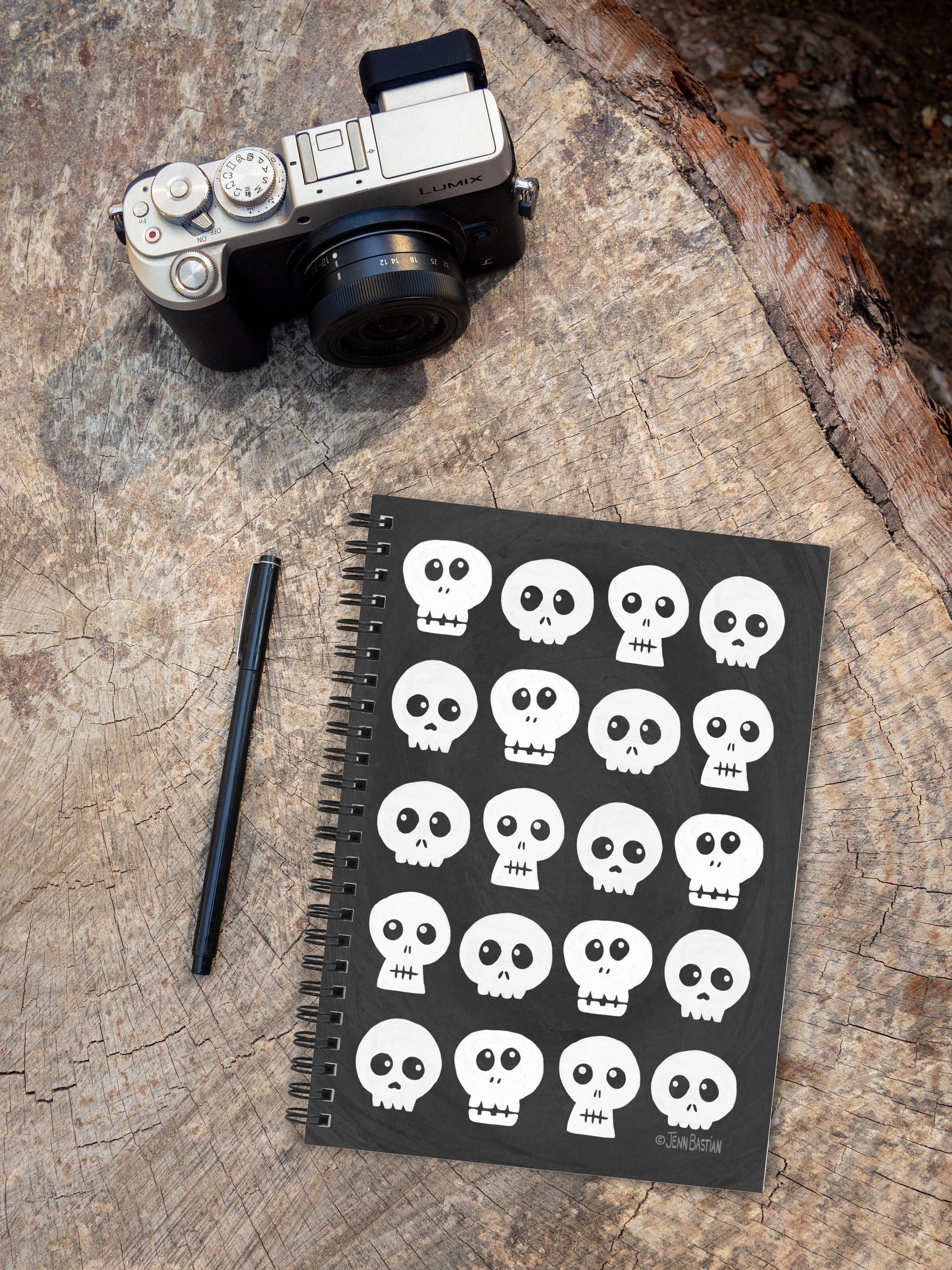 SPIRAL BOUND NOTEBOOK - WHITE SKULLS product image (2)