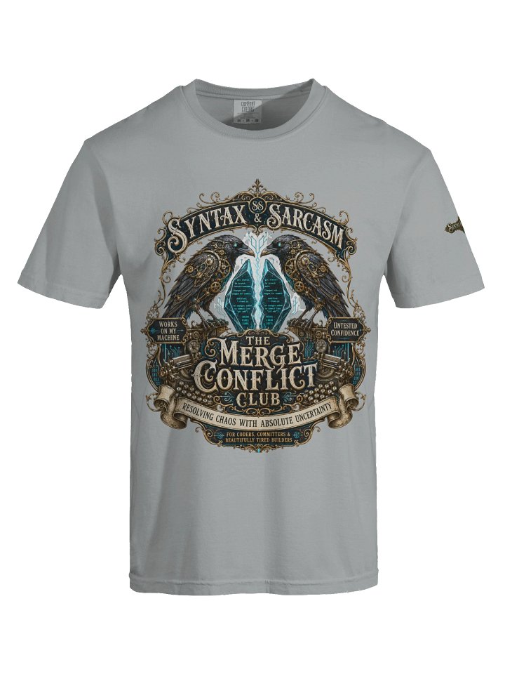 Syntax & Sarcasm Merge Conflict Club Heavyweight Coding T-Shirt product image (1)