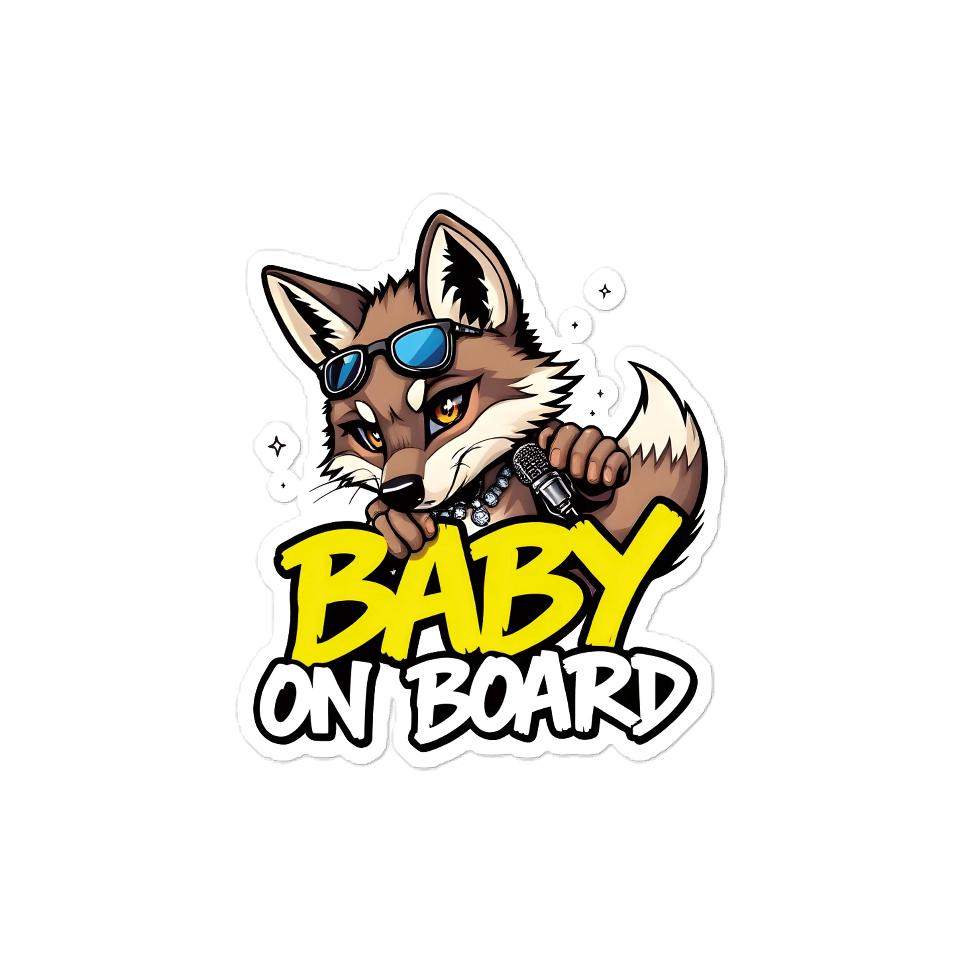 Urban Wolf Baby On Board Car Decal - 5x5 Premium Streetwear Vinyl Sticker - Aesthetic Hip Hop Wolf Graphic for Cars, SUVs & Trucks product image (1)