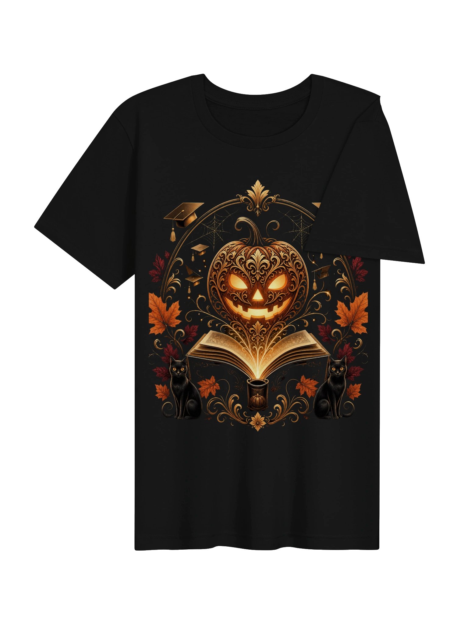 Ornate Halloween Book Design | Luxury Golden Pumpkin & Black Cats Gothic Academic Artwork product image (31)