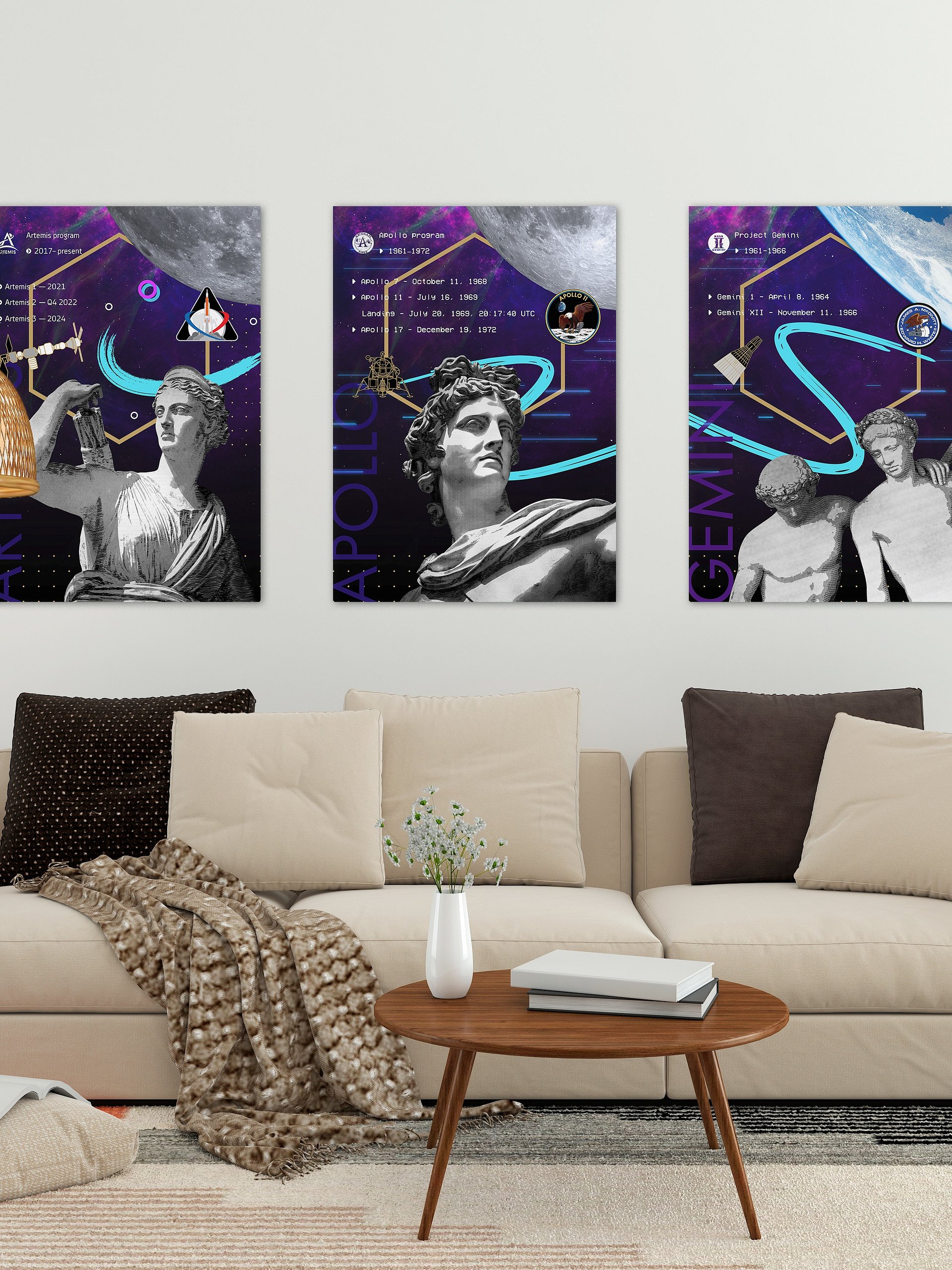 Synthwave NASA Apollo program (1961–1972) [synthwave/vaporwave/retrowave] — space poster, retrowave poster, neon poster, aesthetic poster product image (3)
