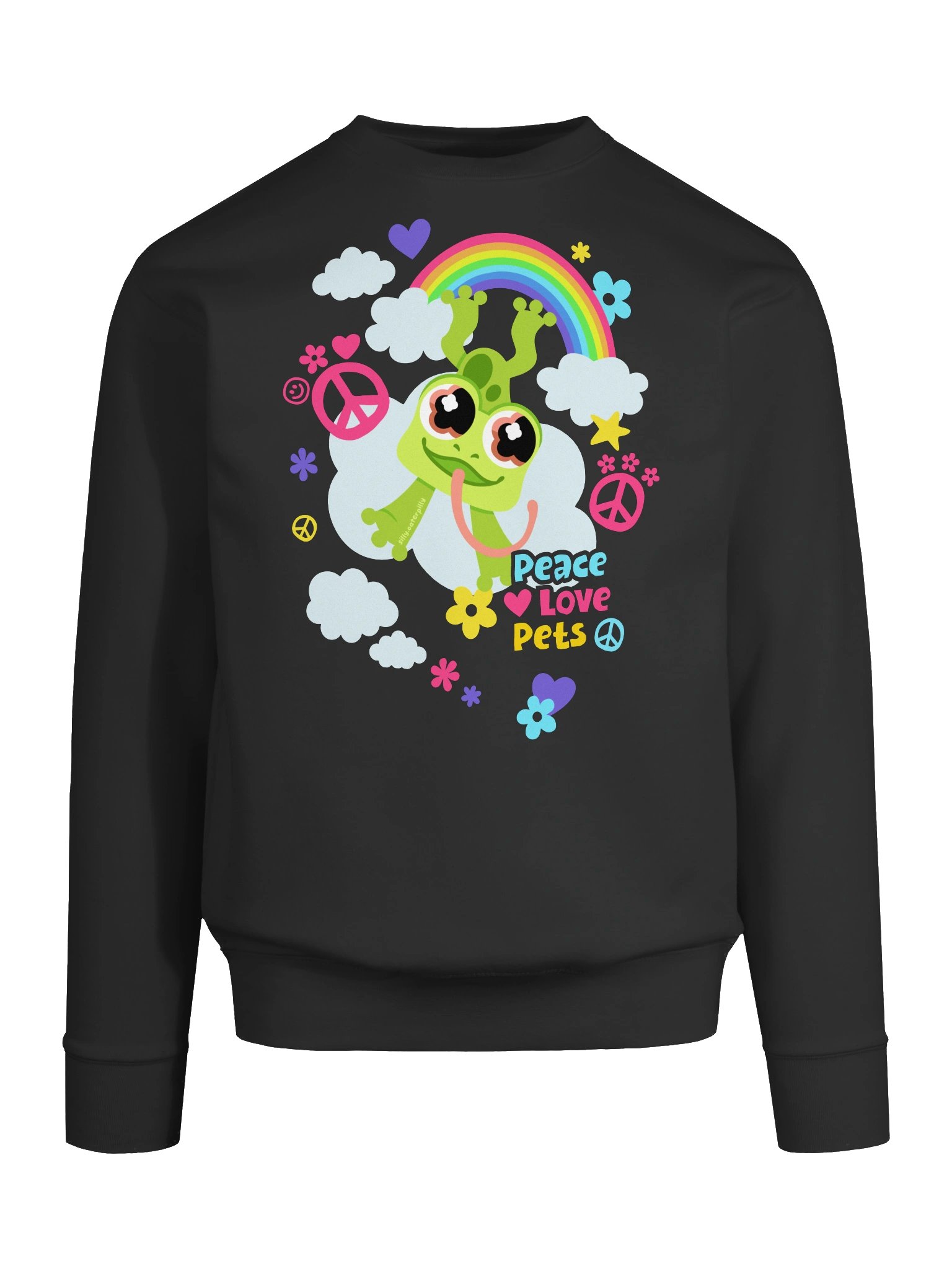 Peace Love Froggy Sweatshirt (dark) product image (9)