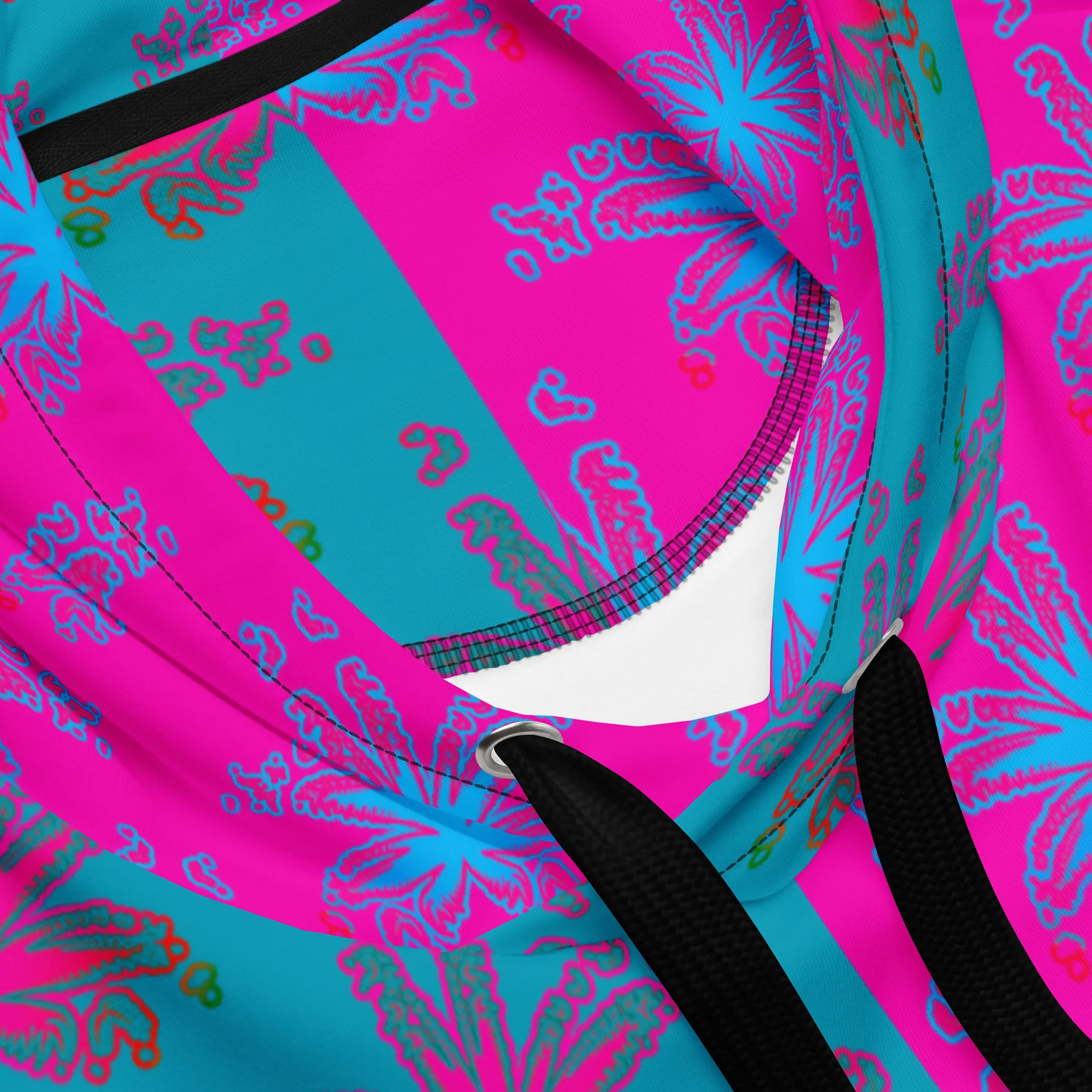 Stoner Circus Unisex Hoodie, Cotton Candy Color Cannabis Clothing, Hot Pink Blue Weed Leaf Pattern 420 Festival Fashion product image (5)