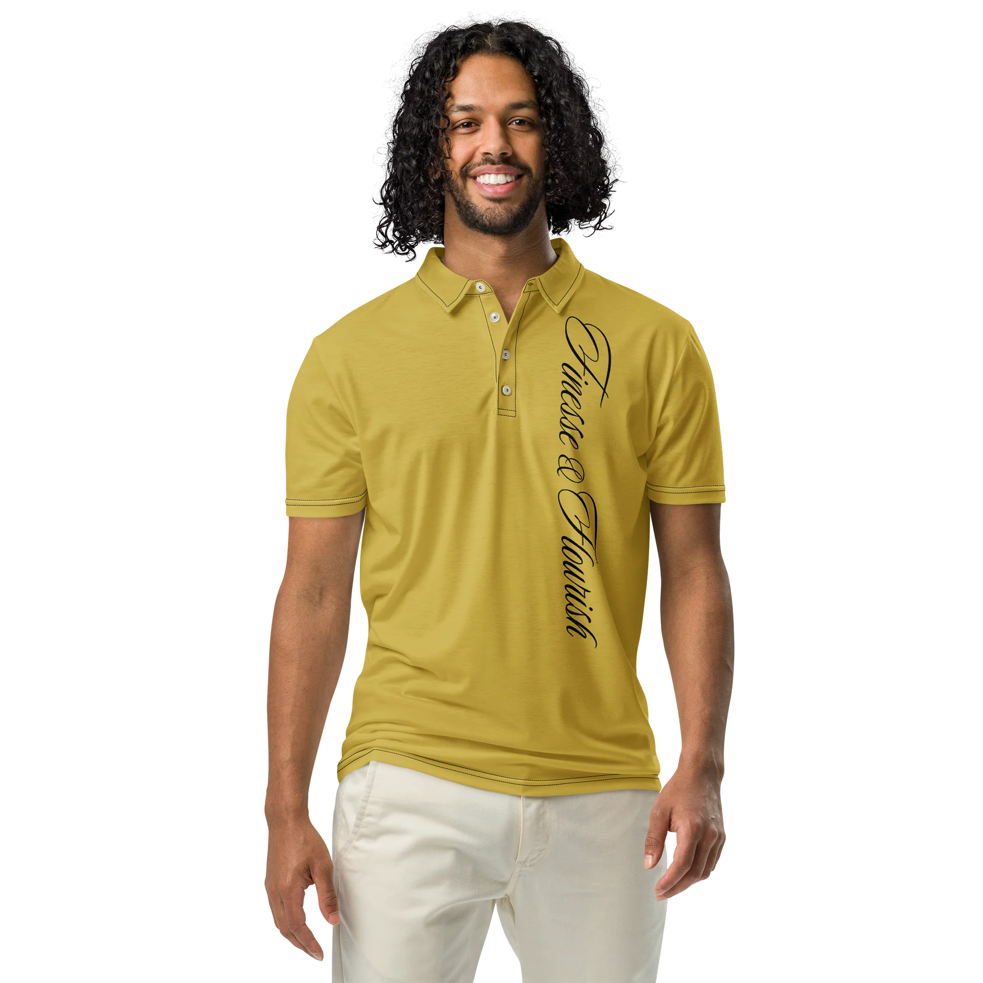 F&F Left Script Slim Fit Polo Shirt (OLD GLD) product image (2)