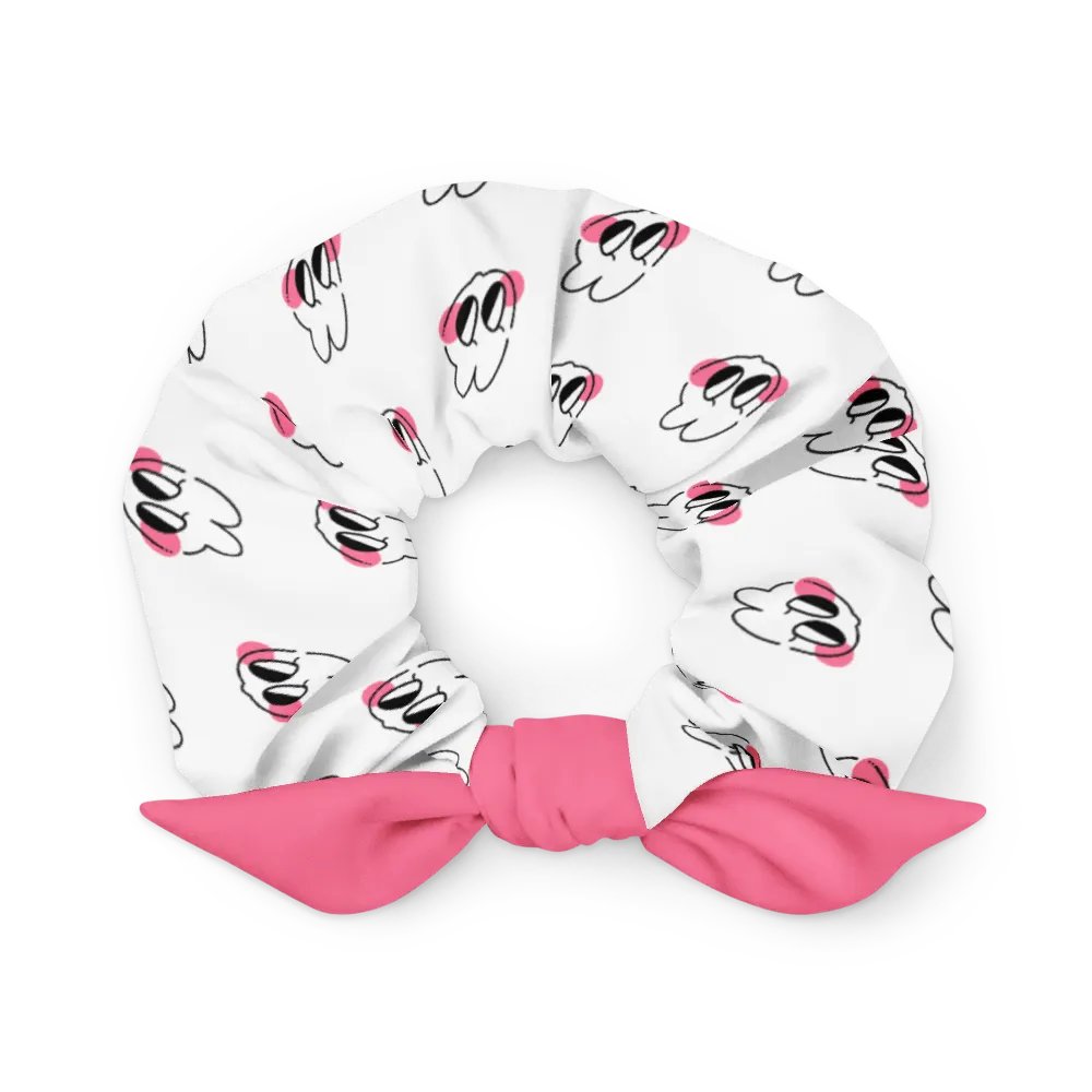 sneaky ⟡ printed scrunchie with bow [white] product image (4)