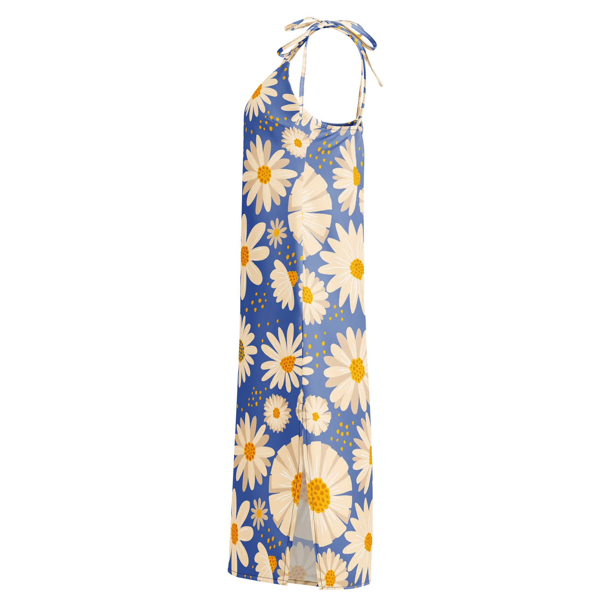 Women’s Floral Sleep Dress – Blue Daisy Print Sleeveless Nightgown Soft Comfortable Nightwear product image (5)