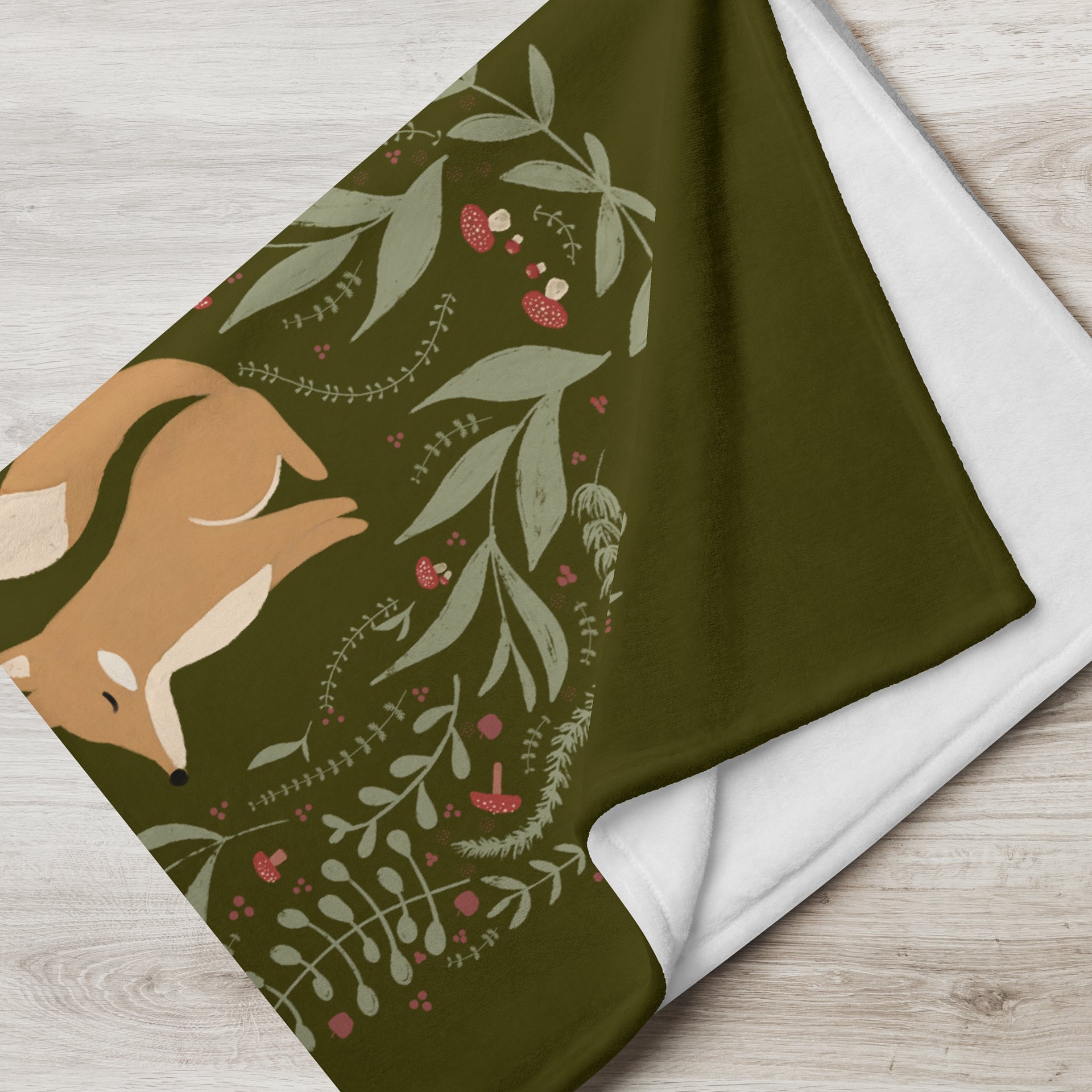 WOODLAND FOX AND FERNS FLEECE BLANKET IN THREE SIZES product image (4)