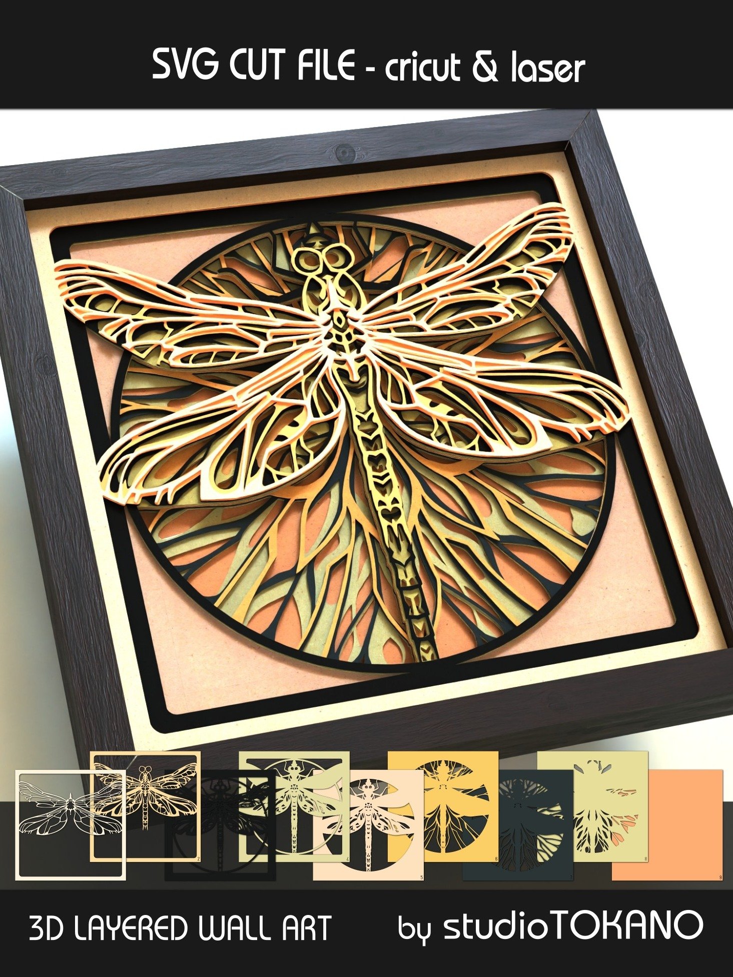 Art Nouveau Dragonfly 3D SVG product image (4)