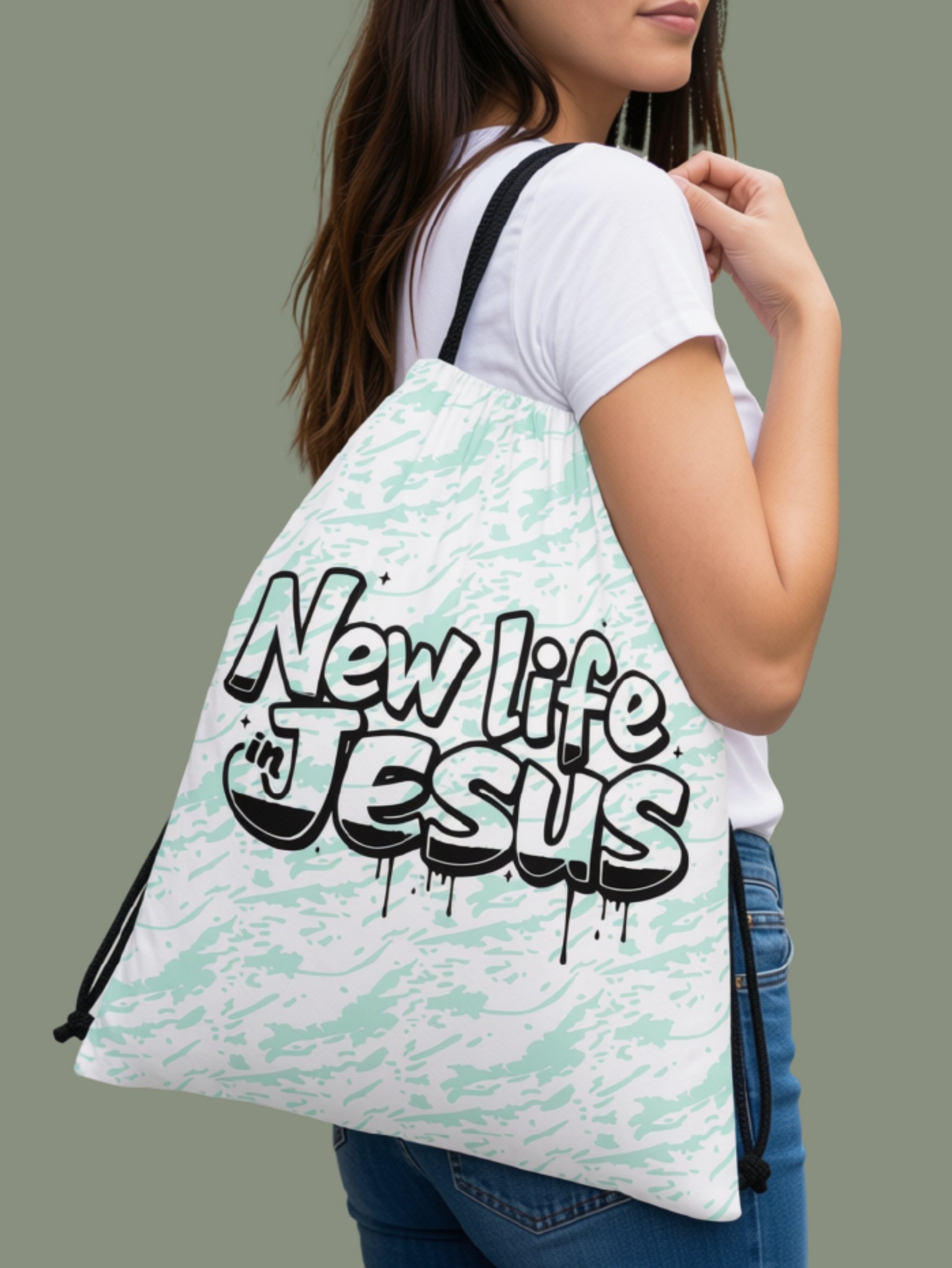 New Life in Jesus Drawstring Bag product image (1)