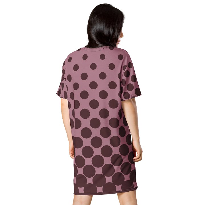 Trendy Oversized T-Shirt Dress with Exclusive Purple Polka Dot Design - TDSMUSIC.com product image (2)