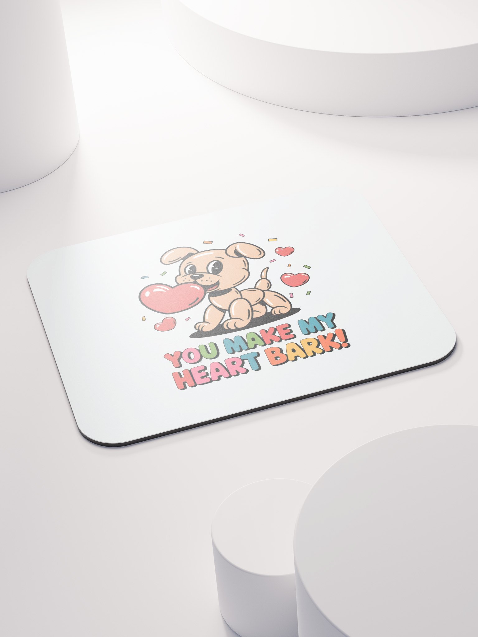 You Make My Heart Bark Mouse Pad | Funny Dog Valentine Gift | Cute Puppy Pun Desk Accessory product image (4)