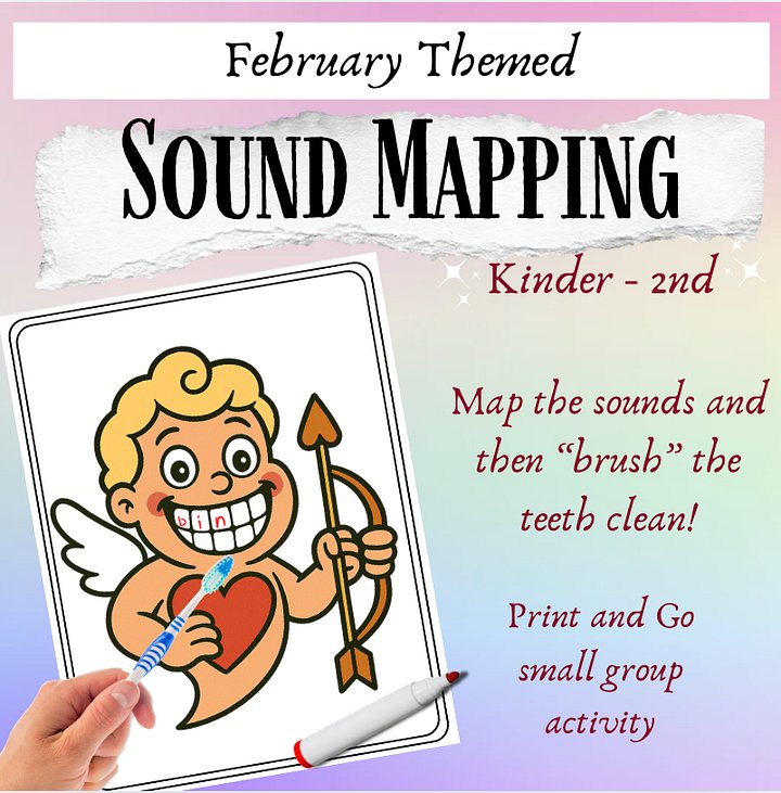 February Phonics & Math Centers – Teeth Elkonin Boxes for Sound Map product image (1)