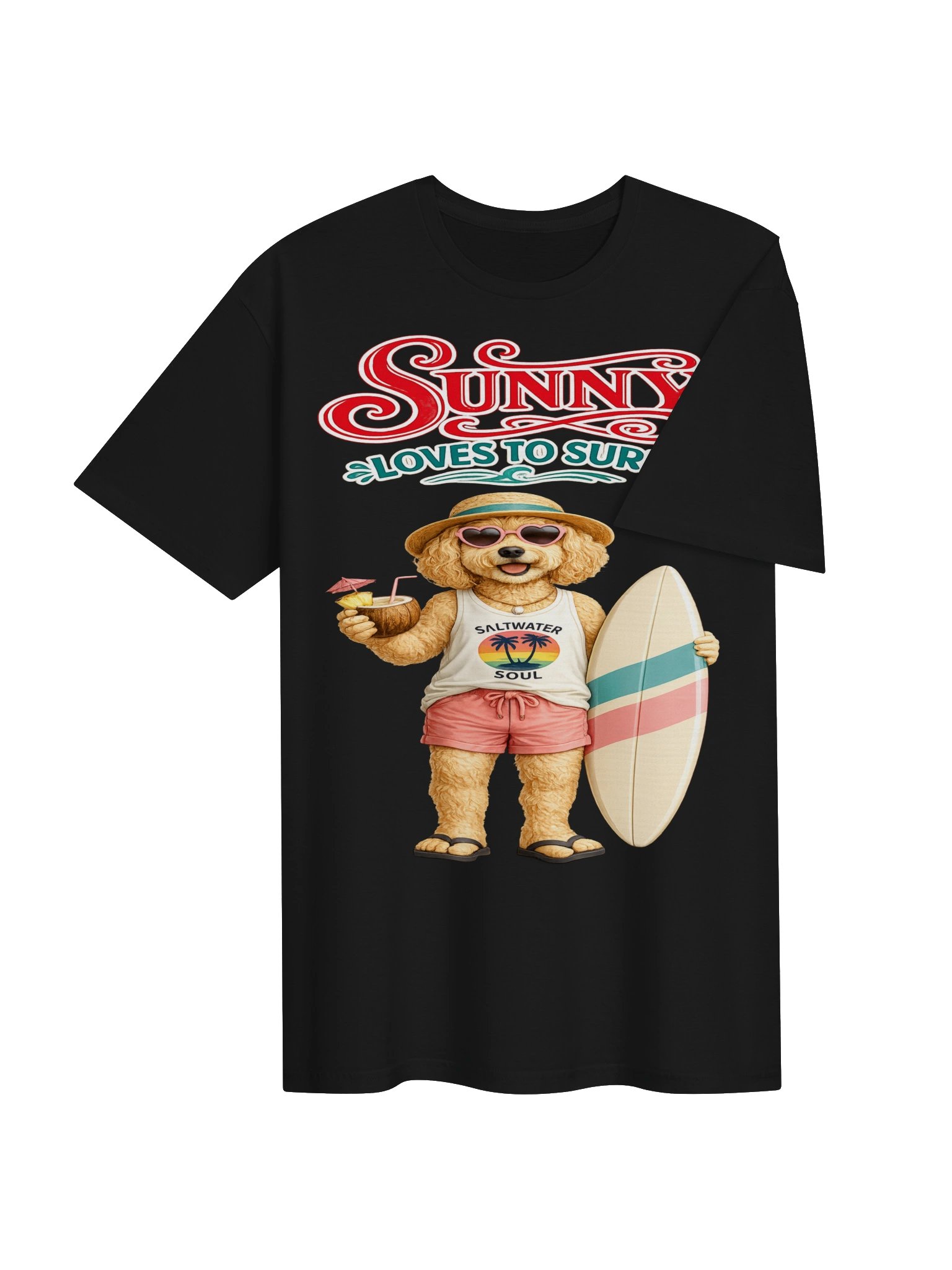Sunny Loves to Surf Doodle Adult Tee product image (4)