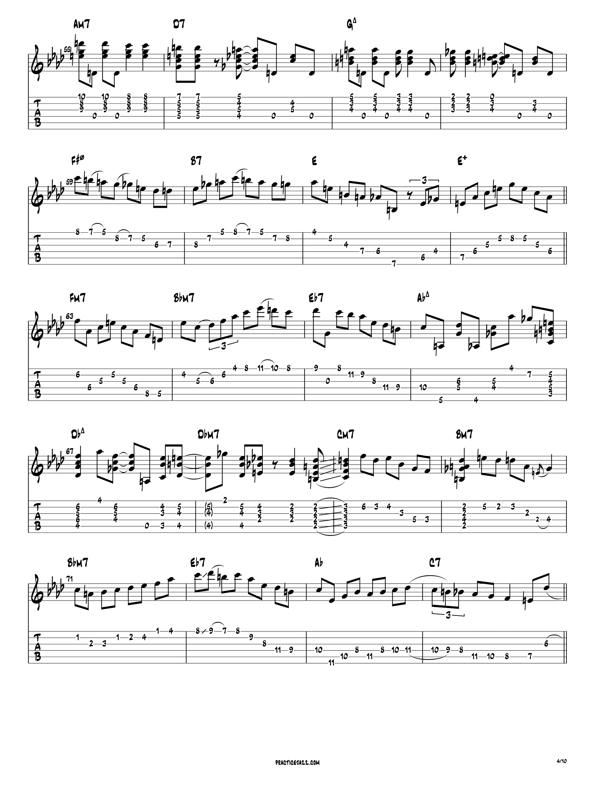 Joe Pass "All the Things You Are" Guitar Transcription (PDF + Synced Original Audio Guitar Pro) product image (4)