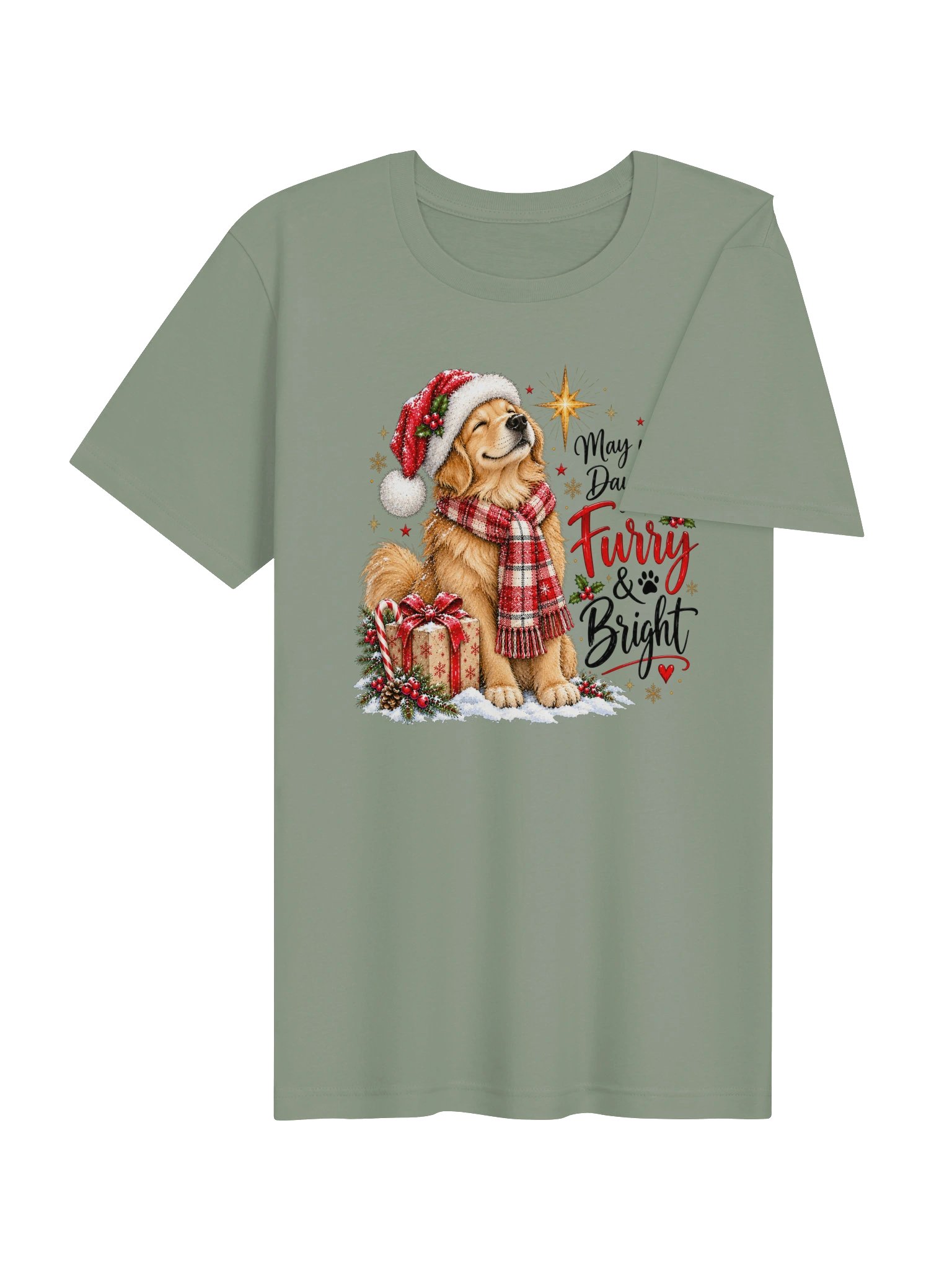 May Your Days Be Furry & Bright T-Shirt | Christmas Dog Lover Tee product image (4)